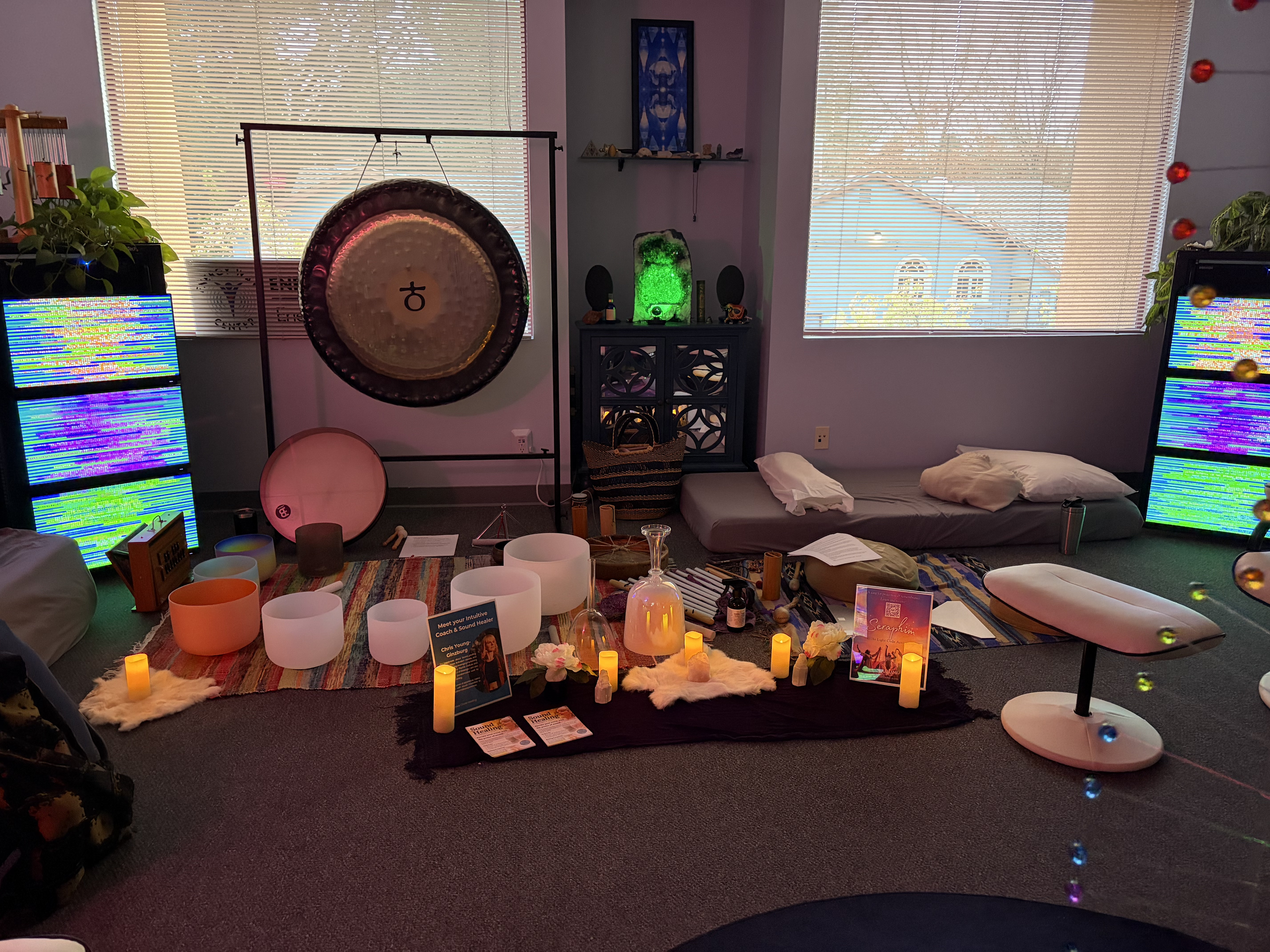 Sound healing circle prepared for an event