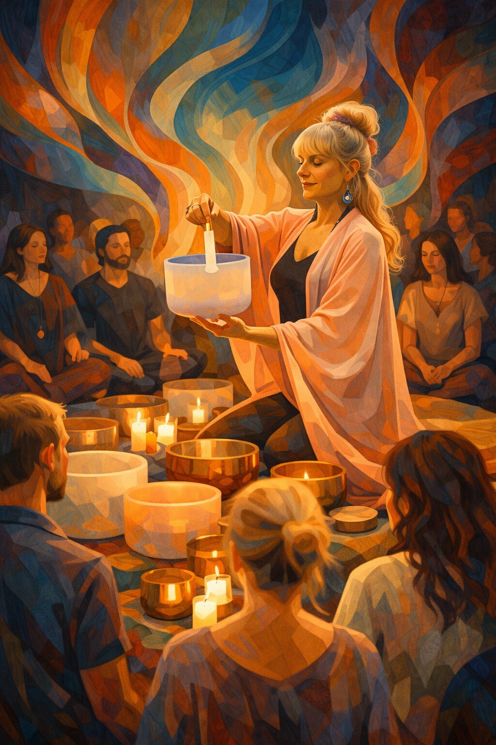 Chris Young-Ginzburg leading a sound healing event