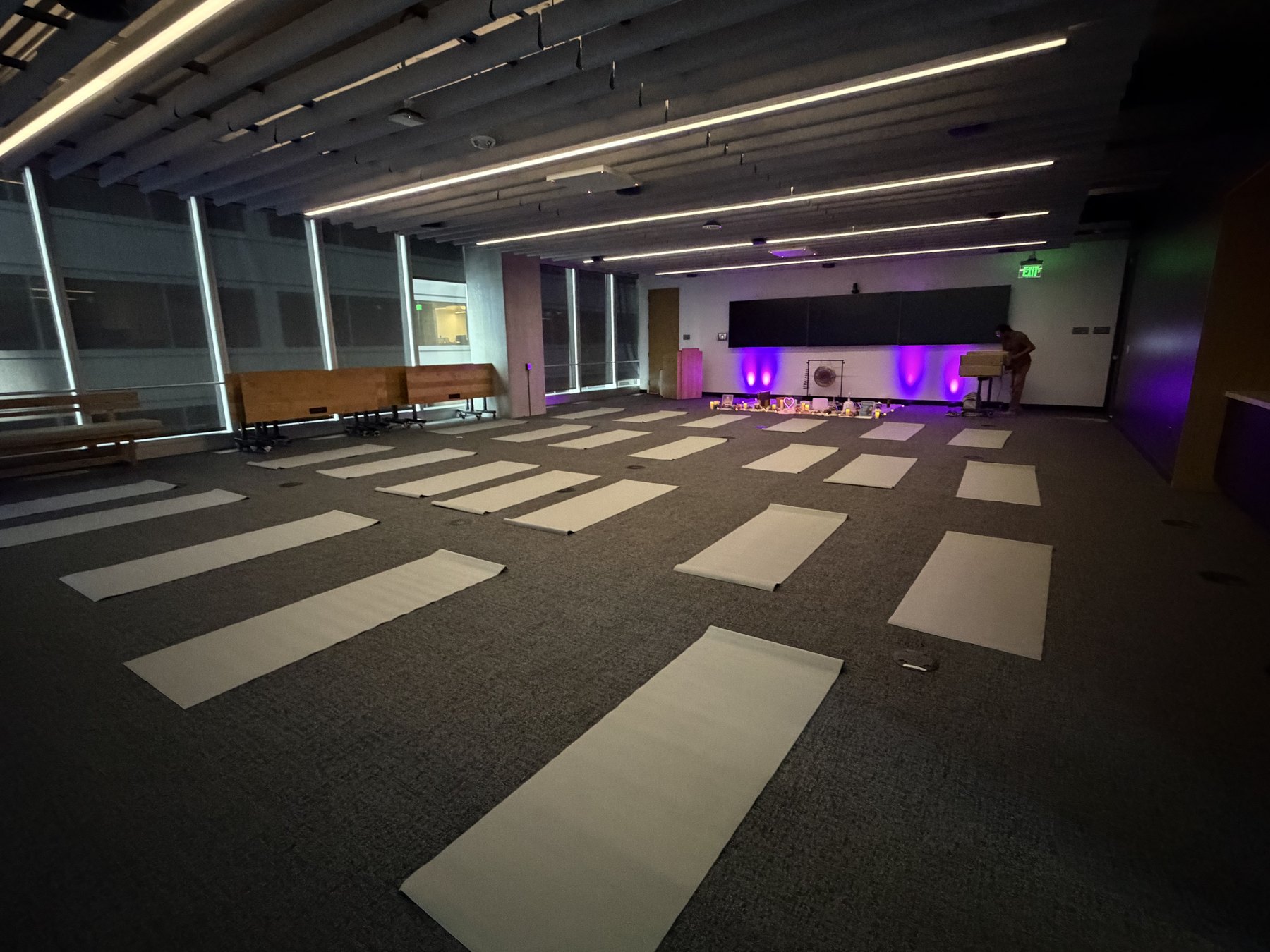 Corporate sound healing room set with mats for a Sephora session